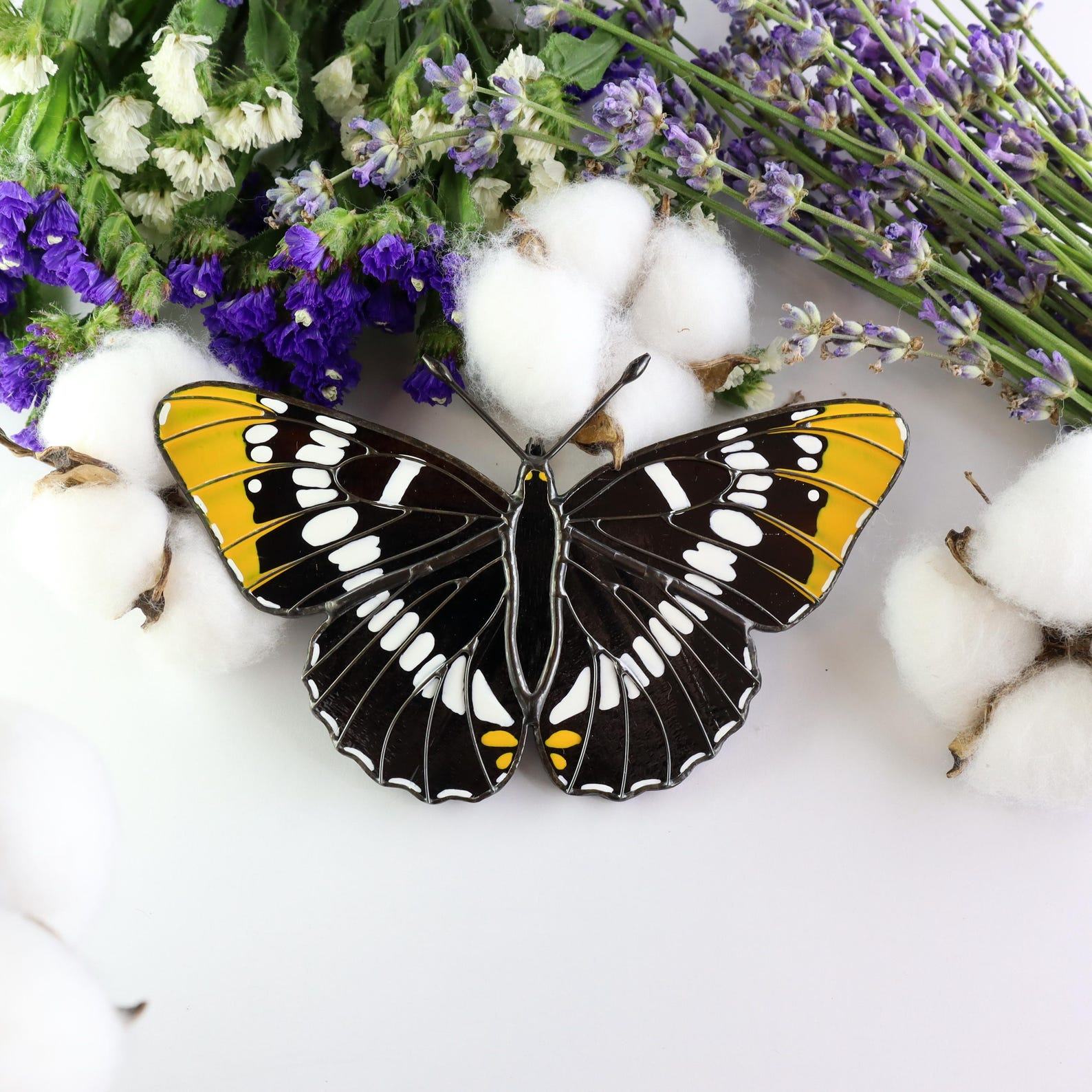 Lorquin’s Admiral Butterfly Suncatcher – Stained Glass Window Hanging – Handmade Present for Mom – Modern Home Decor