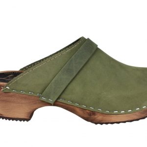 Lotta from Stockholm Classic Green Oiled Nubuck Leather Clogs – Handmade Swedish Comfort