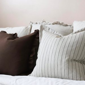 Luna Greige Stripe Cushion Elevate Your Home Decor with Timeless Elegance