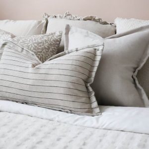 Luna Greige Stripe Cushion Elevate Your Home Decor with Timeless Elegance