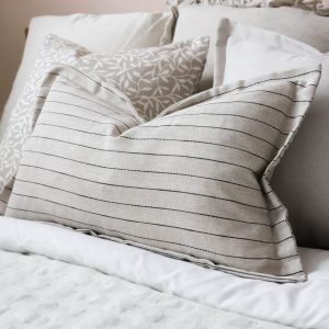 Luna Greige Stripe Cushion Elevate Your Home Decor with Timeless Elegance