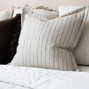 Luna Greige Stripe Cushion Elevate Your Home Decor with Timeless Elegance
