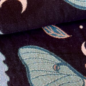 Luna Moths Jacquard Blanket 95% Cotton, Woven in the USA, Queen Size (60″ x 80″) with Fringed Edge