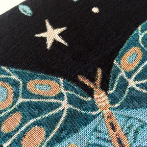 Luna Moths Jacquard Blanket 95% Cotton, Woven in the USA, Queen Size (60″ x 80″) with Fringed Edge