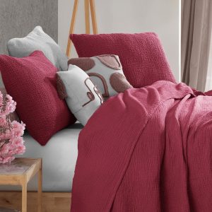 Luxurious Burgundy Cotton Gauze Throw Comfort and Style for All Seasons
