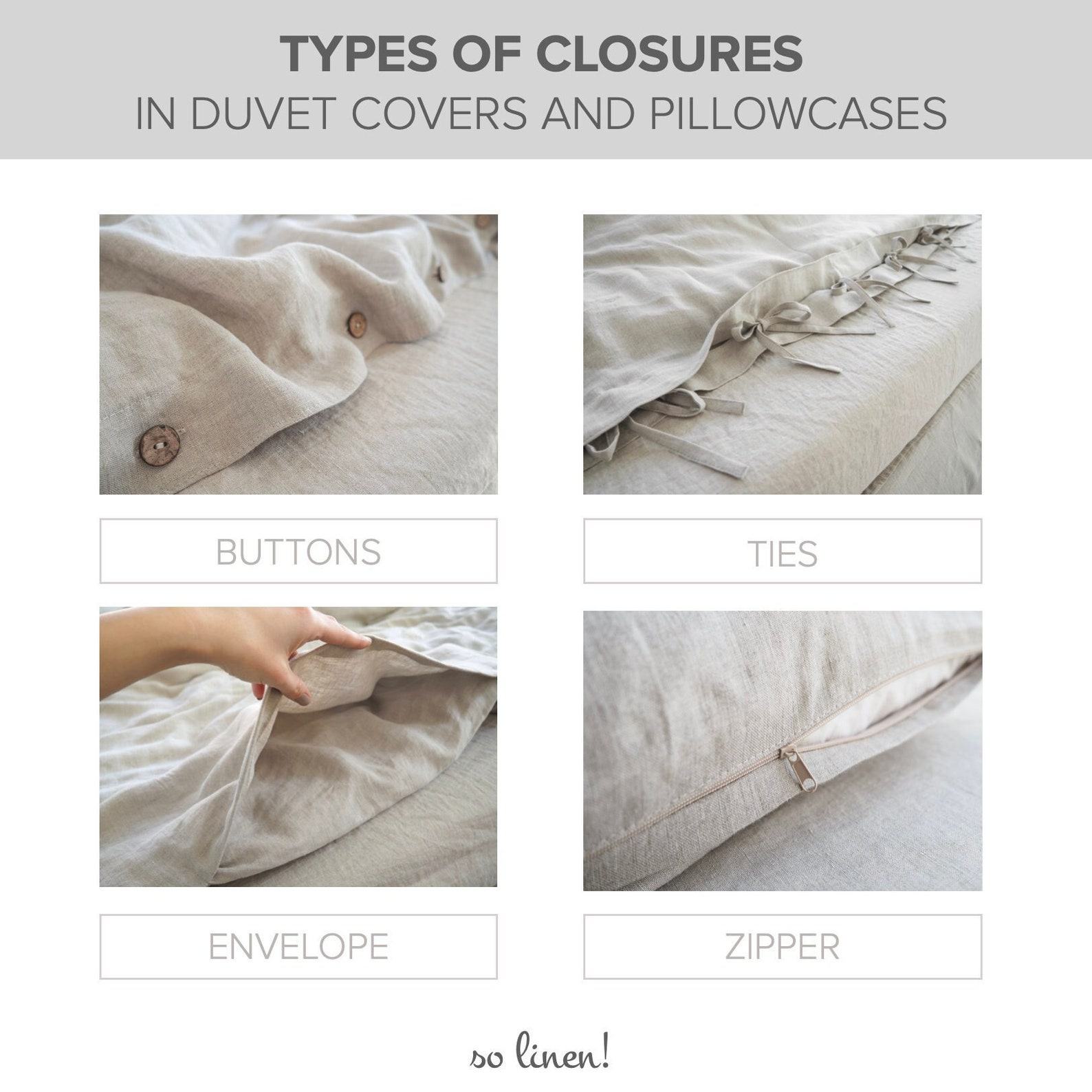 Luxurious Charcoal Linen Duvet Cover Stonewashed European Linen, Coconut Buttons, Multiple Closure Options