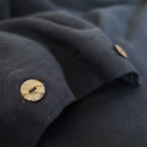 Luxurious Charcoal Linen Duvet Cover Stonewashed European Linen, Coconut Buttons, Multiple Closure Options