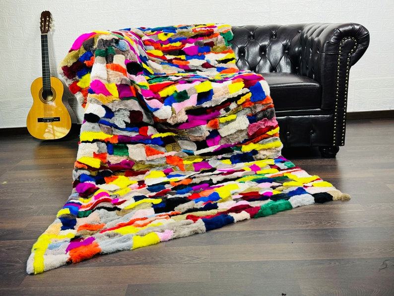 Luxurious Handcrafted REX RABBIT Fur Blanket Ethically Sourced, Warm, and Personalized