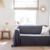 Luxurious Linen Haven Charcoal Couch Cover, Sofa Throw, and Bedspread