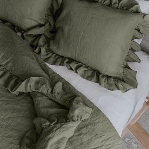 Luxurious Linen Pillowcase with Ruffle Organic, Stonewashed Softness for a Serene Sleep