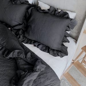 Luxurious Linen Pillowcase with Ruffle Organic, Stonewashed Softness for a Serene Sleep