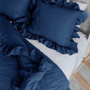 Luxurious Linen Pillowcase with Ruffle Organic, Stonewashed Softness for a Serene Sleep