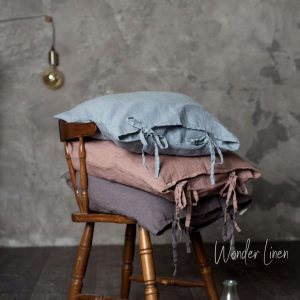 Luxurious Linen Pillowcase with Ties Indulge in Stonewashed Softness