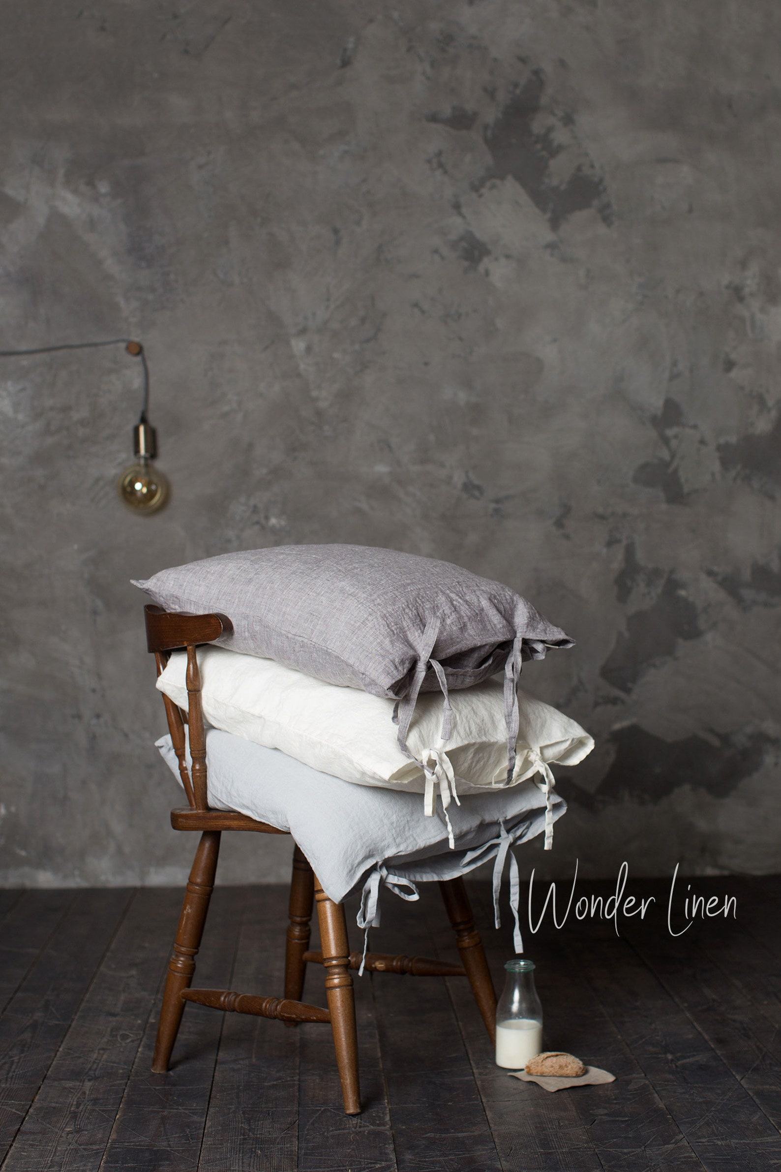 Luxurious Linen Pillowcase with Ties Indulge in Stonewashed Softness - Image 2
