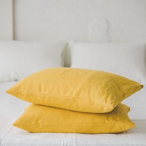 Luxurious Mimosa Yellow Linen Pillowcase Customize Your Comfort with Natural Elegance
