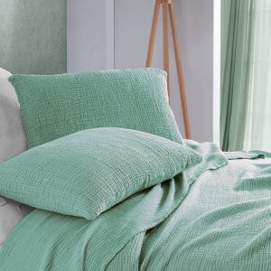 Luxurious Mint Green Pure Cotton Gauze Throw Comfort and Style for Every Home