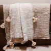 Luxurious Pom Pom Muslin Throw OEKO-TEX Certified, Multi-Purpose Cozy Comfort