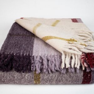 Luxurious Purple Tartan Plaid Wool Blanket Pure Warmth and Comfort for Your Home