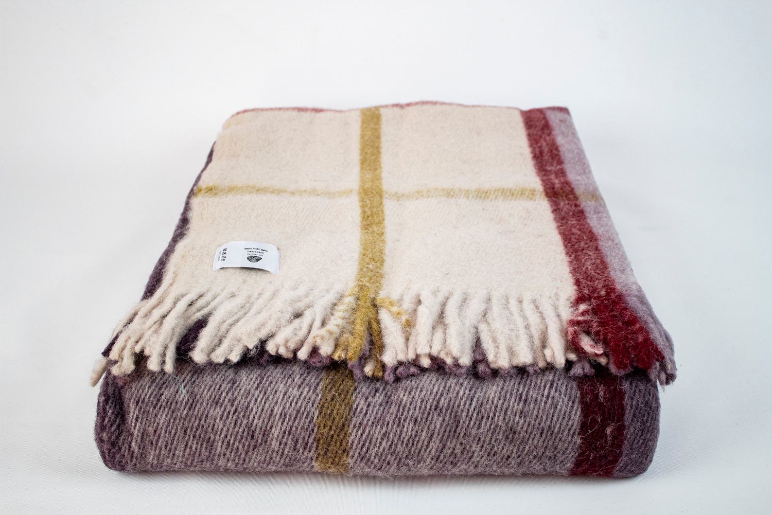 Luxurious Purple Tartan Plaid Wool Blanket Pure Warmth and Comfort for Your Home - Image 2