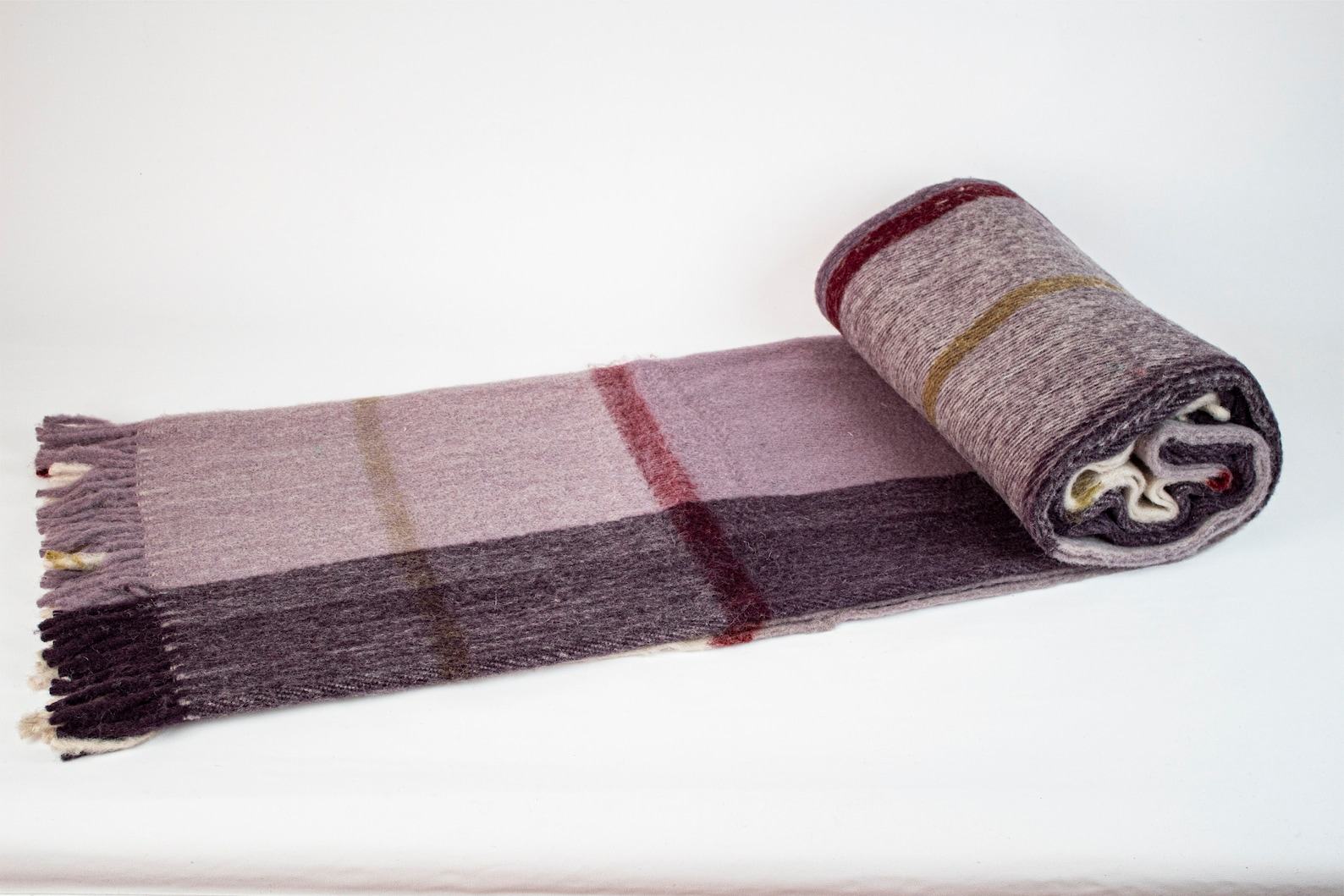Luxurious Purple Tartan Plaid Wool Blanket Pure Warmth and Comfort for Your Home - Image 4