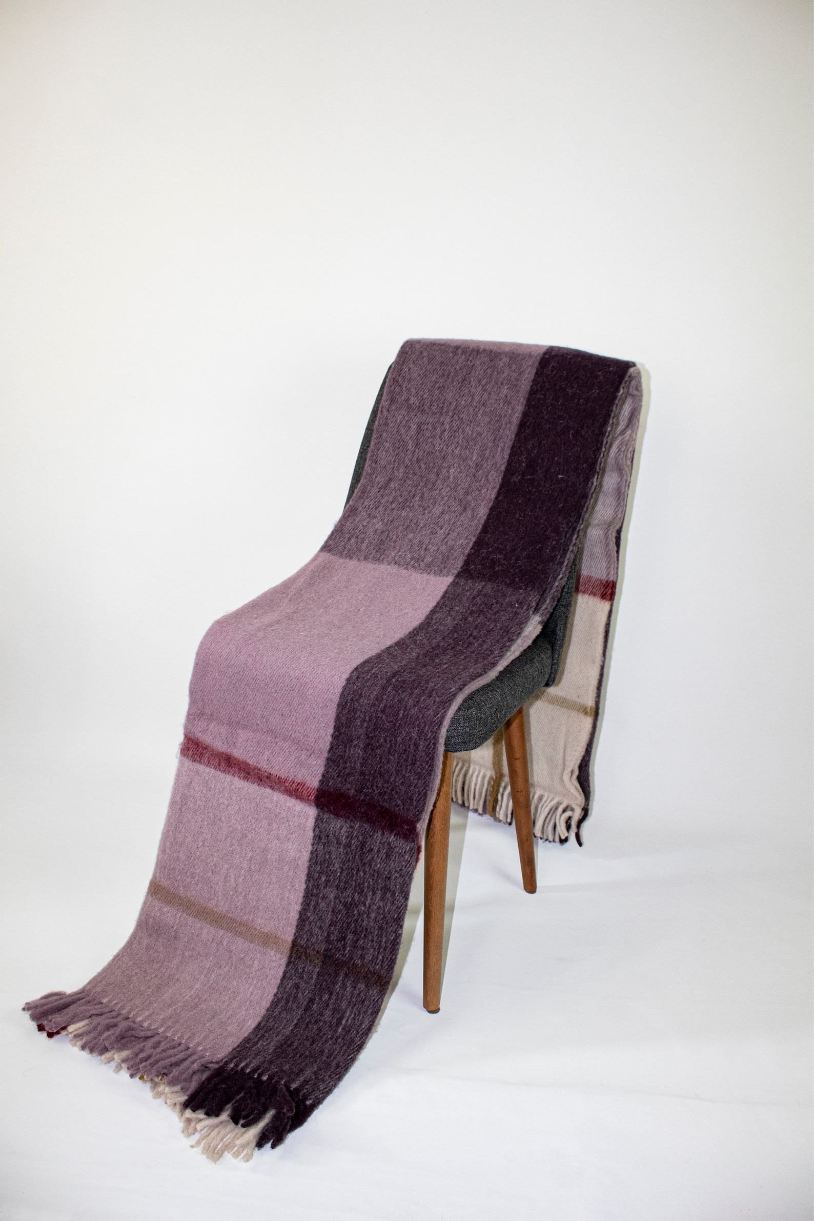 Luxurious Purple Tartan Plaid Wool Blanket Pure Warmth and Comfort for Your Home - Image 5