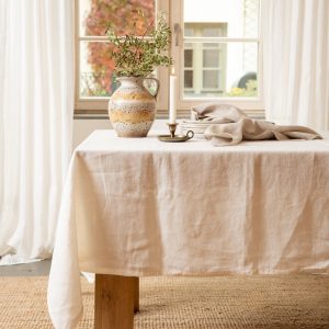 Luxurious Stonewashed Linen Tablecloth Elevate Your Dining Experience with Custom Elegance
