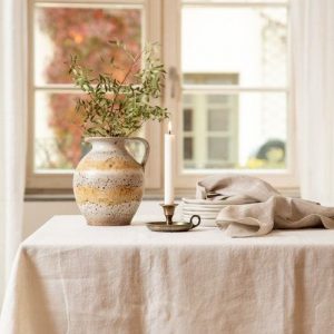 Luxurious Stonewashed Linen Tablecloth Elevate Your Dining Experience with Custom Elegance