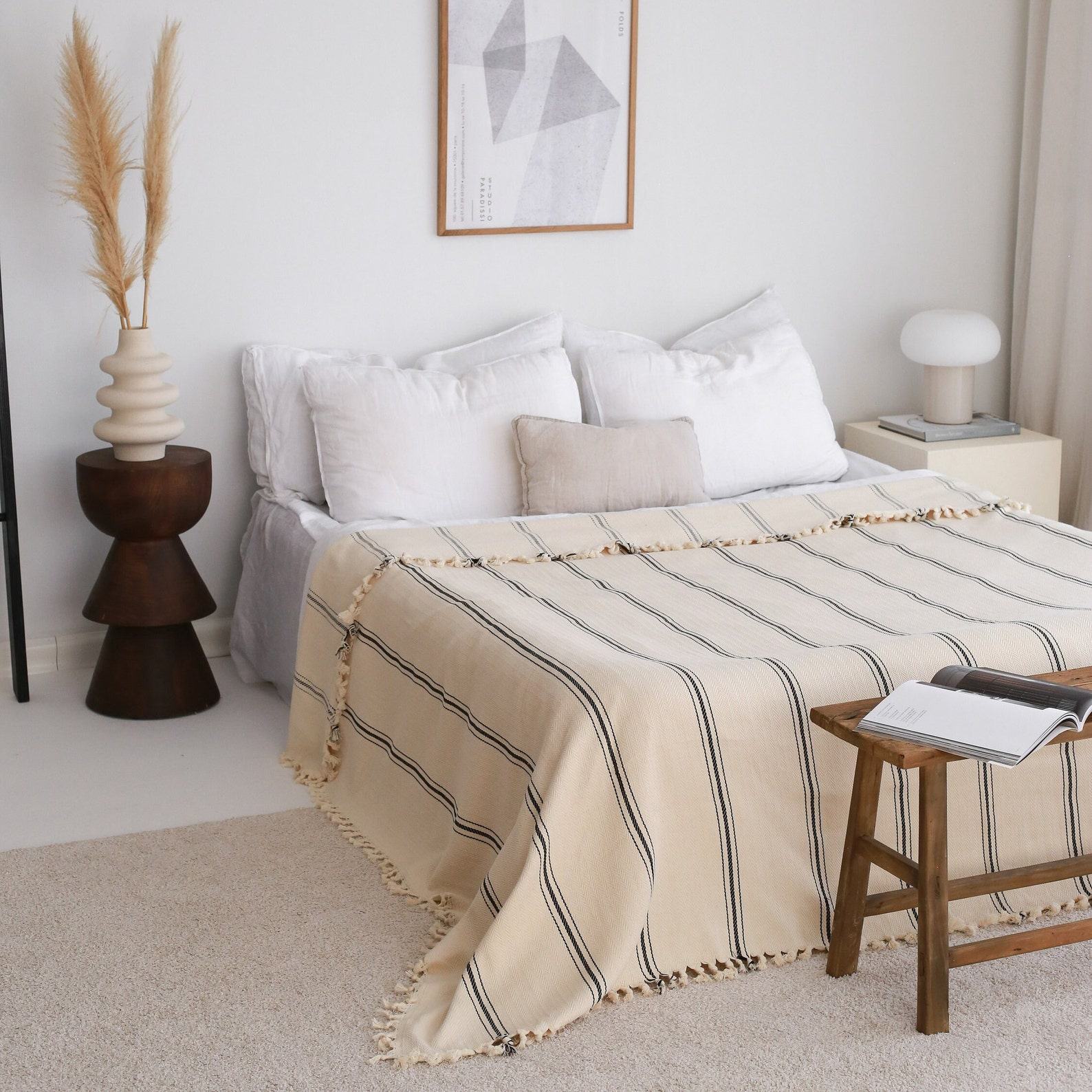 Luxurious Turkish Cotton Bedspread Indulge in Organic Comfort and Boho Charm