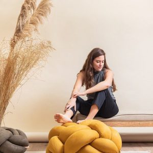 Luxurious Vegan Suede Desert Knot Floor Cushion Elevate Your Home with a Modern Oasis