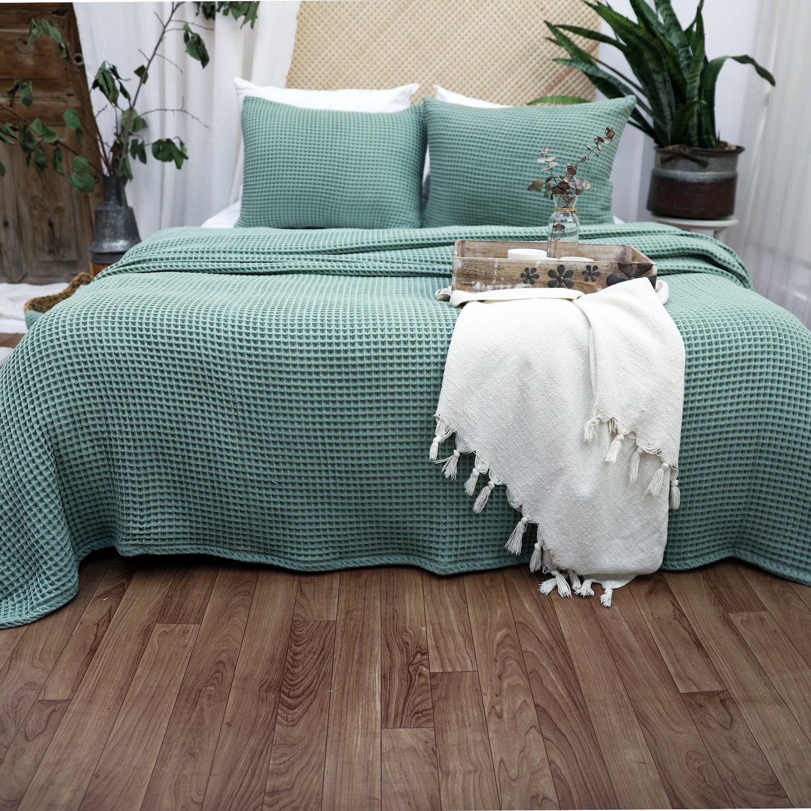 Luxurious Waffle Cotton Bed Cover Elevate Your Sleep with Comfort and Style