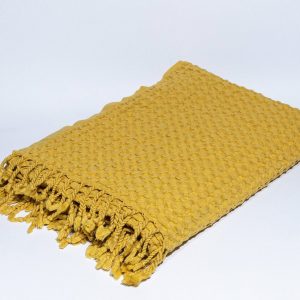 Luxurious Yellow Waffle Weave Turkish Cotton Throw Blanket Comfort and Style for Your Home