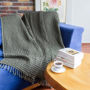 Luxurious Yellow Waffle Weave Turkish Cotton Throw Blanket Comfort and Style for Your Home