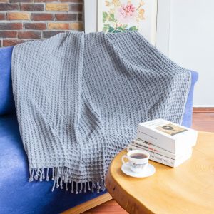 Luxurious Yellow Waffle Weave Turkish Cotton Throw Blanket Comfort and Style for Your Home