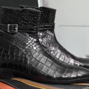 Luxury Alligator Jodhpur Boots – Handmade Brown Leather Goodyear Welted Ankle Boots