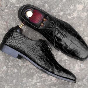 Luxury Alligator Leather Whole Cut Lace-Up Shoes | Handmade Men’s Dress Shoes