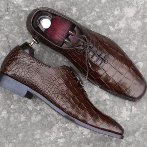 Luxury Alligator Leather Whole Cut Lace-Up Shoes | Handmade Men’s Dress Shoes