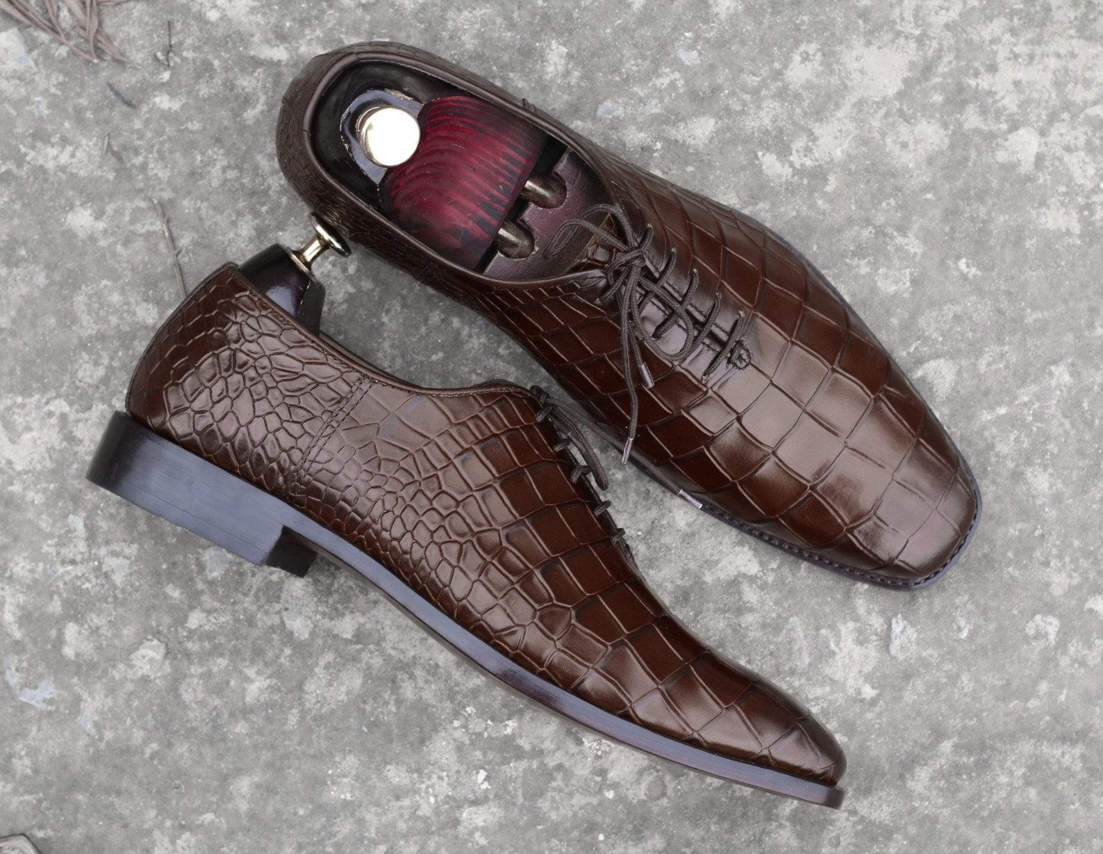 Luxury Alligator Leather Whole Cut Lace-Up Shoes | Handmade Men’s Dress Shoes - Image 5