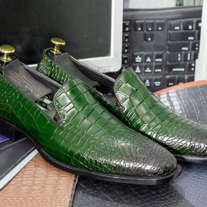 Luxury Alligator Texture Leather Loafers – Handmade Slip-On Moccasins for Men