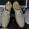 Luxury Cream Python Leather Whole Cut Lace-Up Dress Shoes for Men