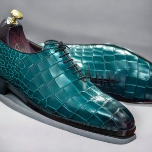 Luxury Purple Alligator Dress Shoes  Handmade Leather Lace-Ups for Men