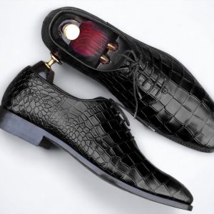 Luxury Purple Alligator Dress Shoes  Handmade Leather Lace-Ups for Men