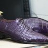 Luxury Purple Alligator Dress Shoes  Handmade Leather Lace-Ups for Men