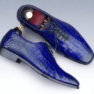 Luxury Purple Alligator Dress Shoes  Handmade Leather Lace-Ups for Men