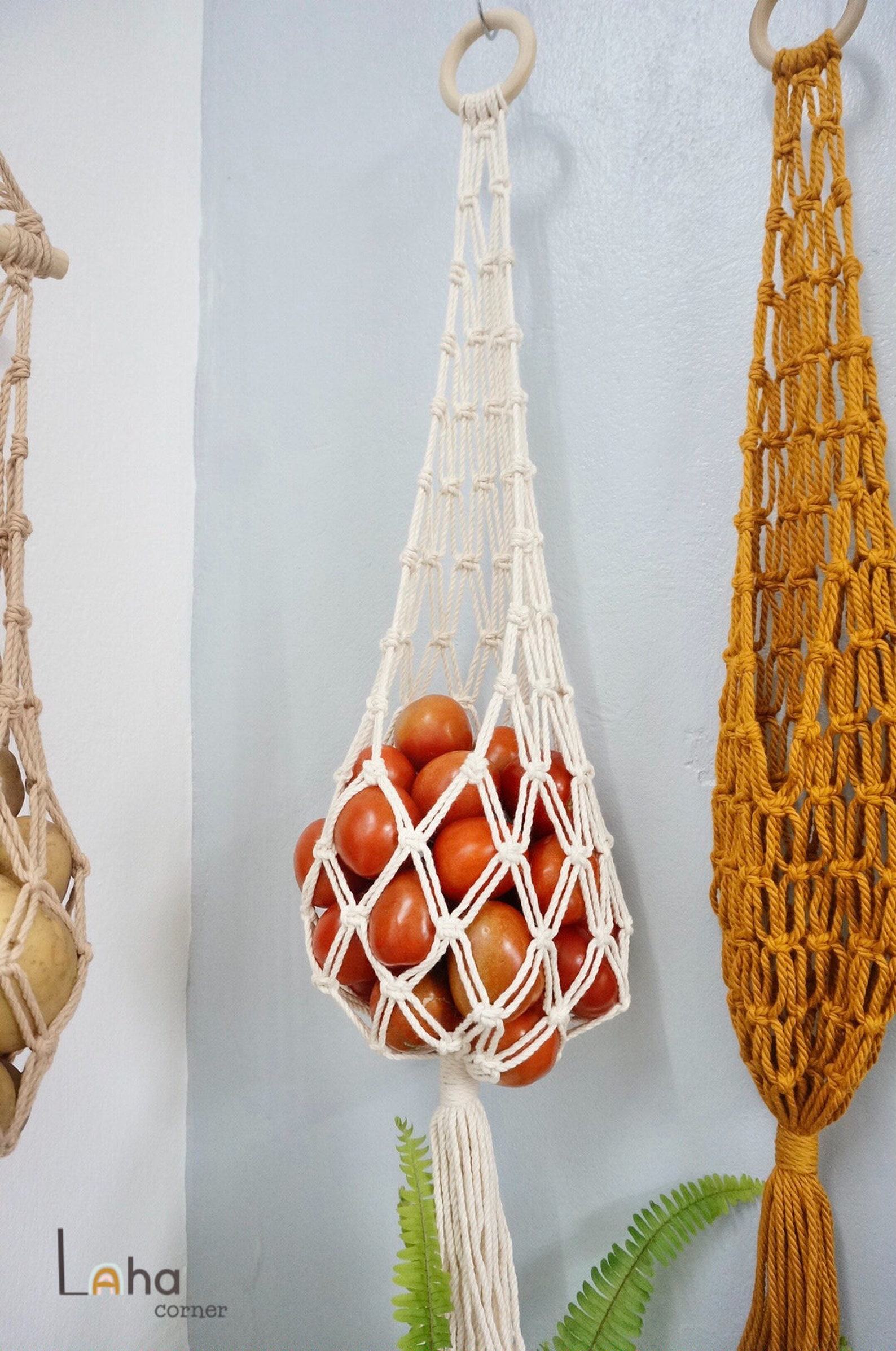 Macrame Hanging Fruit Basket Stylish and Practical Kitchen Storage for Fruits and Vegetables - Image 5