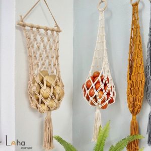 Macrame Hanging Fruit Basket Stylish and Practical Kitchen Storage for Fruits and Vegetables