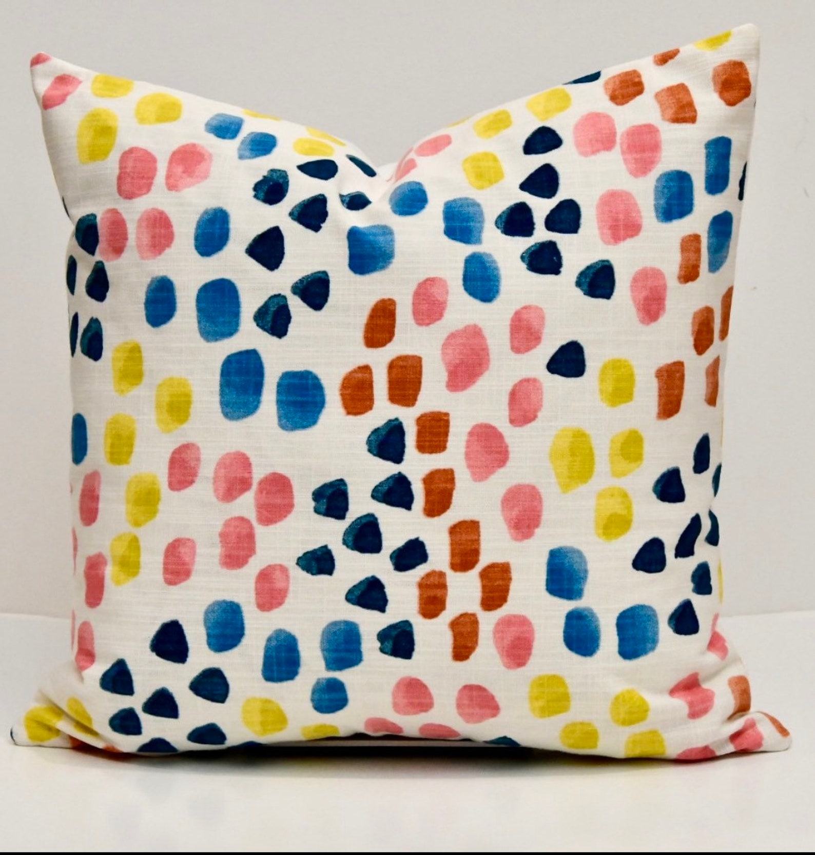 Maisy’s Abstract Paint Dabs Throw Pillow A Vibrant Polka Dot Delight for a Colorful Home - Image 2