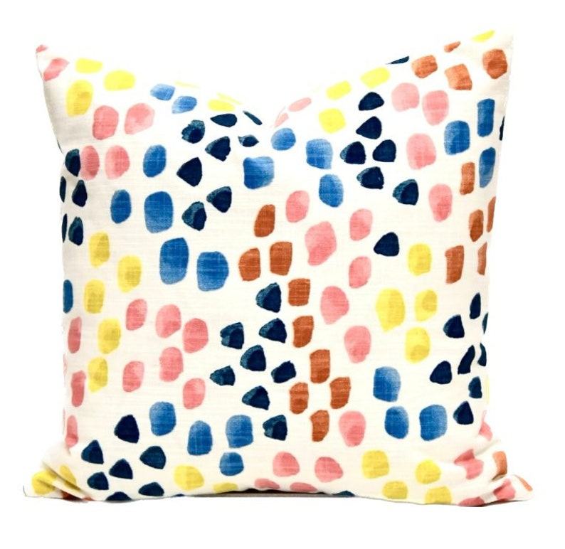 Maisy’s Abstract Paint Dabs Throw Pillow A Vibrant Polka Dot Delight for a Colorful Home