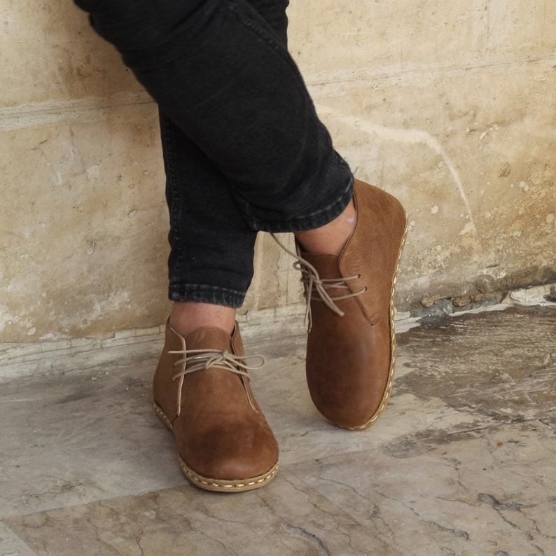 Matte Brown Barefoot Boots for Men – Minimalist Leather Shoes