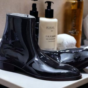 Men’s Black Patent Leather Ankle Boots | Handmade Chelsea & Zipper Styles
