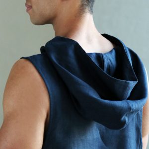Men’s Dark Blue Sleeveless Linen T-Shirt The Perfect Summer Essential